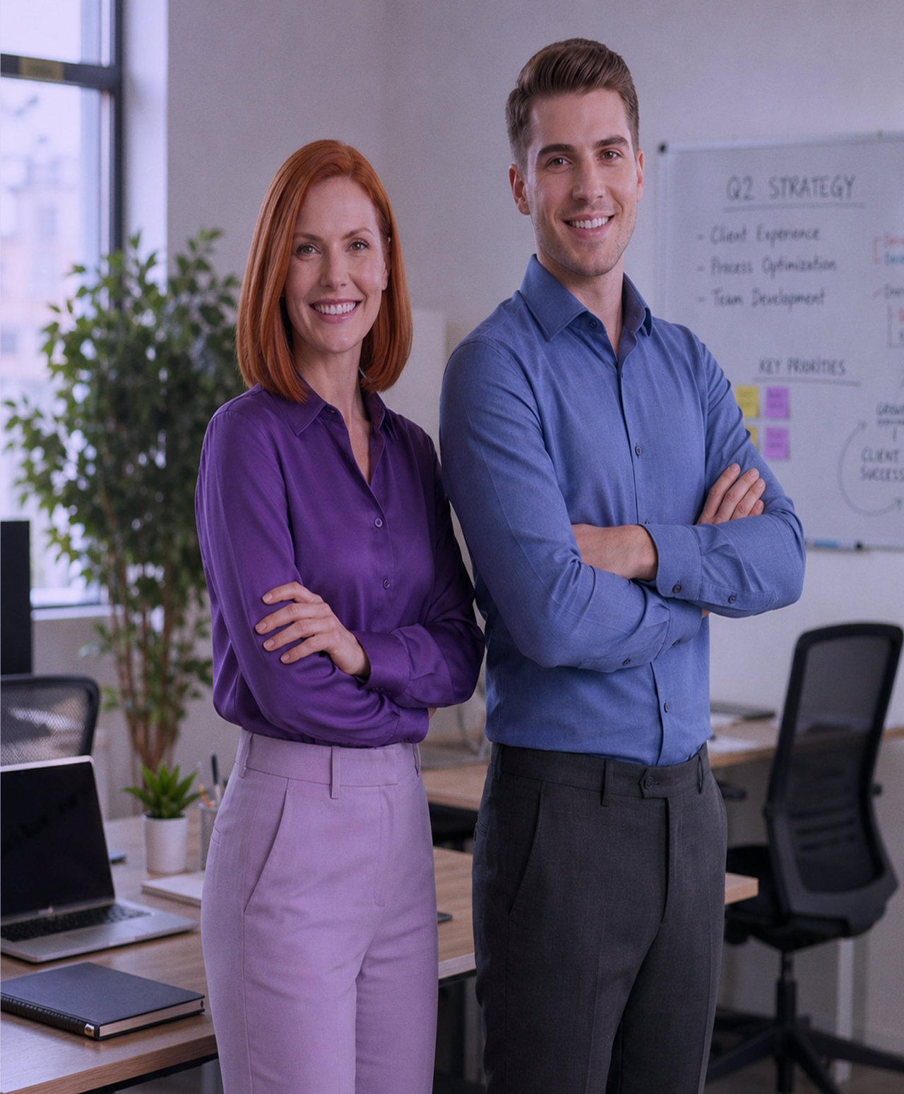 Equipo profesional colaborando en una mesa de trabajo